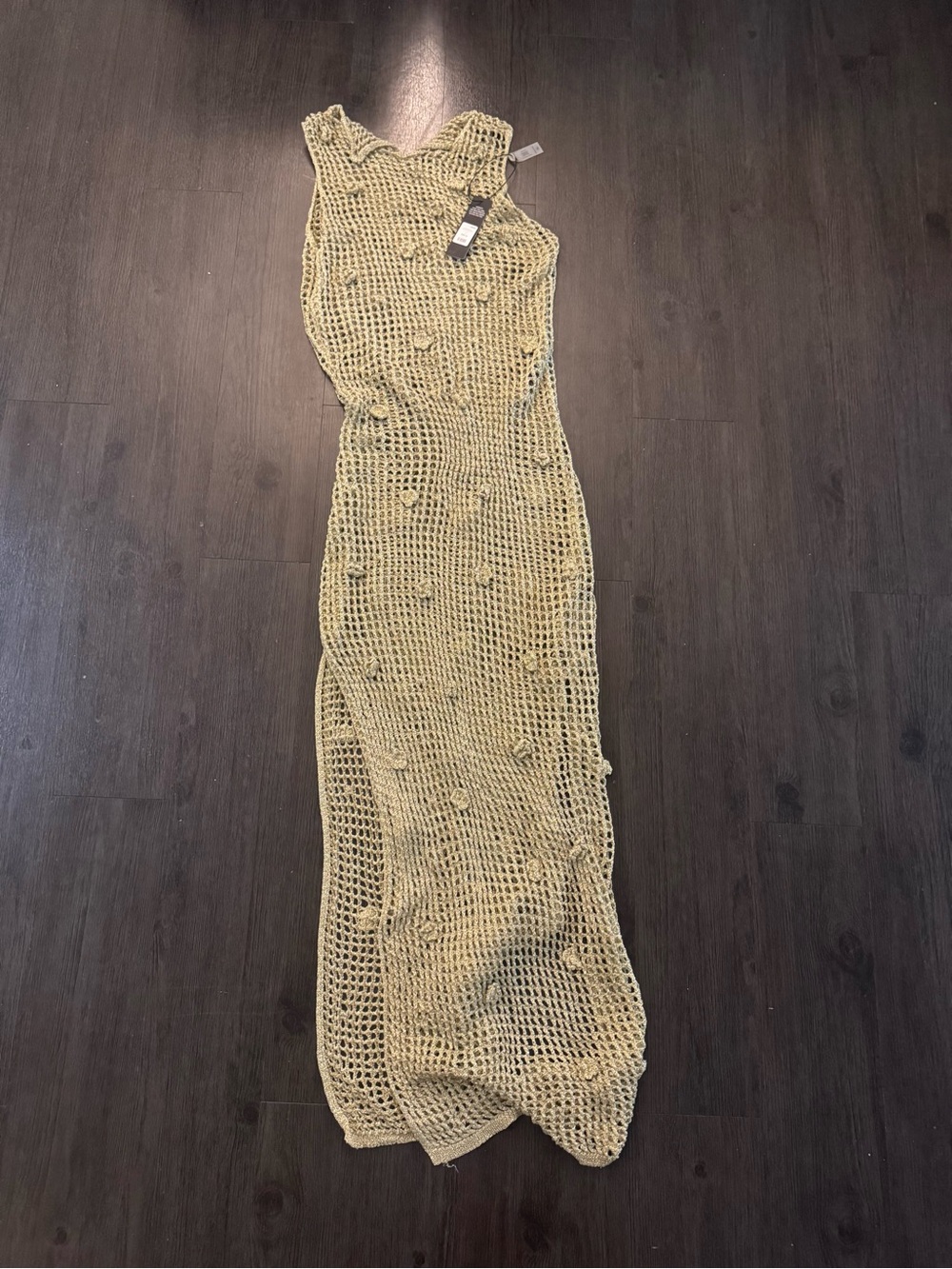 Fashion Nova Pale Yellow Crochet Maxi Swim Coverup